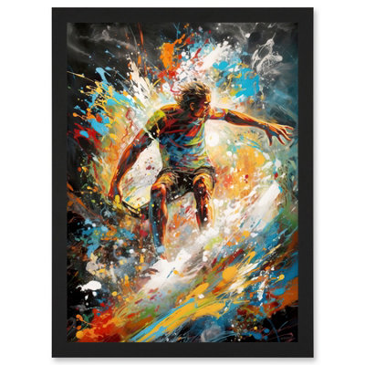 Artery8 Surfer Surfing On Crashing Waves Splatter Paint Wall Art PrintA4 Size from B&Q