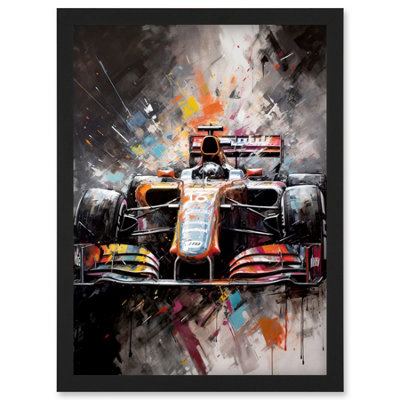 Artery8 Race Car Grand Prix Multicoloured Modern Wall Art PrintA4 Size from B&Q