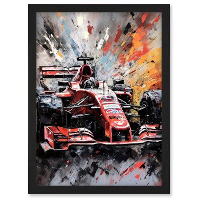 Artery8 Grand Prix Paint Splat Red Race Car Bold Wall Art PrintA4 Size from B&Q