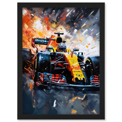 Artery8 Grand Prix Race Car In Action On Track Circuit Wall Art PrintA4 Size from B&Q