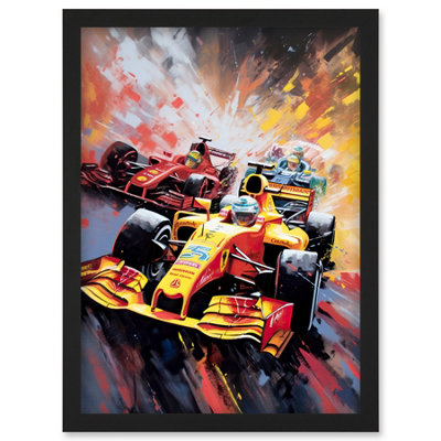 Artery8 Grand Prix Championship Cars Racing On Track Wall Art PrintA4 Size from B&Q