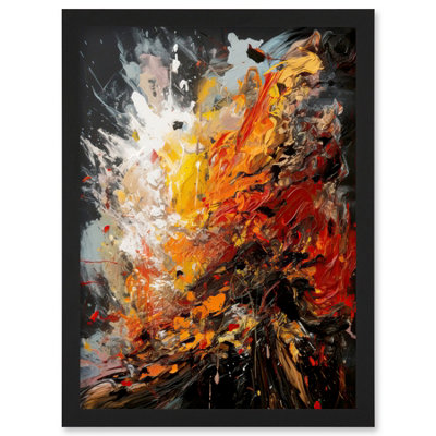 Artery8 White Orange Red Abstract Painting Wall Art PrintA4 Size from B&Q
