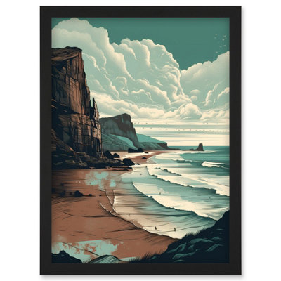 Artery8 Bay With Cliffs Dramatic Coastal Landscape Wall Art PrintA4 Size from B&Q