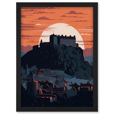 Artery8 Edinburgh Castle And Old Town Atmospheric Sunset Wall Art PrintA4 Size from B&Q