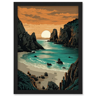 B&Q -  Porthcurno Beach Sunrise Coastal Landscape Wall Art PrintA4 Size