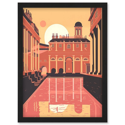 Artery8 Roman Baths Georgian Architecture Illustration Wall Art PrintA4 Size from B&Q
