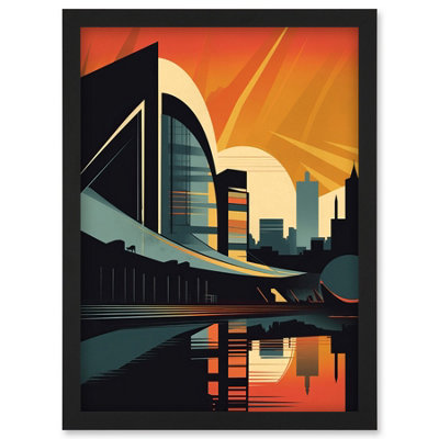 Artery8 River Clyde Walkway Modern Glasgow Cityscape Wall Art PrintA4 Size