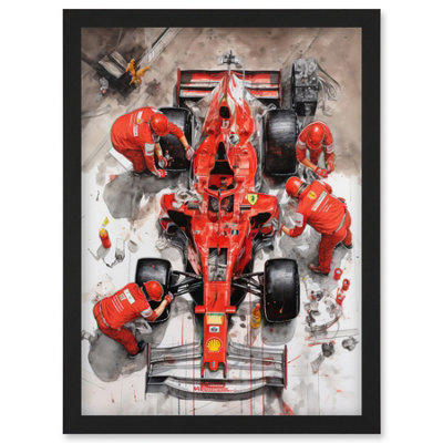 Artery8 Grand Prix Race Car Wheel Change Aerial Shot Wall Art PrintA4 Size from B&Q