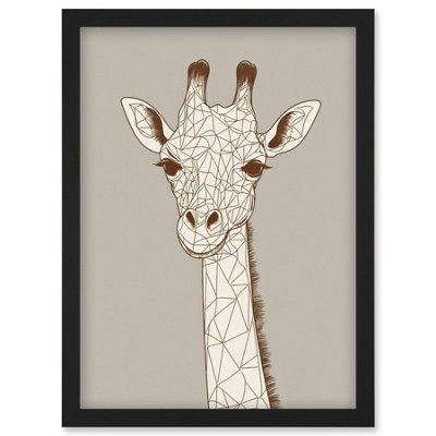 B&Q -  Cute Giraffe Head Line Drawing Illustration Wall Art PrintA4 Size