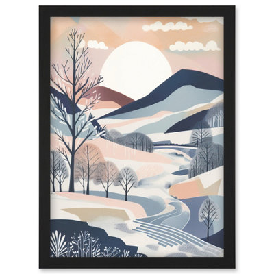 Artery8 Countryside Path In Boho Hill Winter Landscape Wall Art PrintA4 Size from B&Q