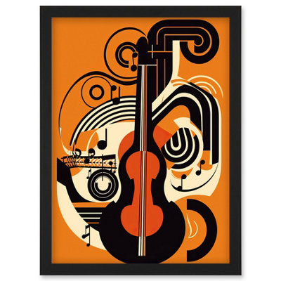 Artery8 Abstract Guitar Graphic Music Poster Illustration Wall Art PrintA4 Size from B&Q