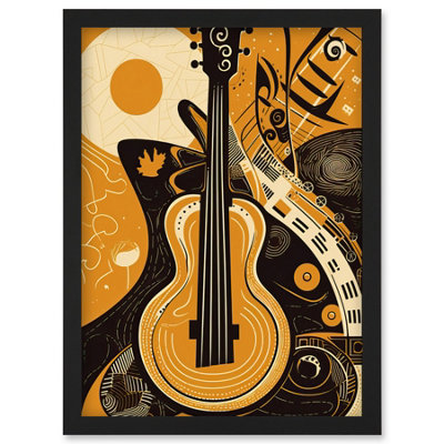 B&Q -  Abstract Guitar Music Poster Graphic Illustration Wall Art PrintA4 Size