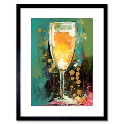 Artery8 Wall Art Print Bubbly Champagne Sparling Wine Glass Celebration Artwork Framed 9X7 Inch from B&Q