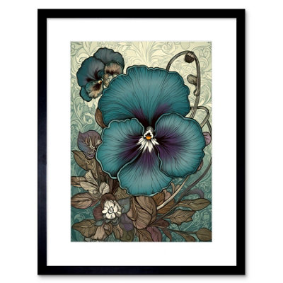Artery8 Wall Art Print Blue And Purple Pansy Flower And Floral Patterns Artwork Framed 9X7 Inch from B&Q