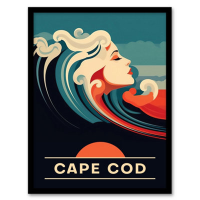 Artery8 The Seaside Calls Cape Cod Beach Massachusetts Usa Sunset Woman Of The Waves Siren Wall Art PrintA4 Size from B&Q