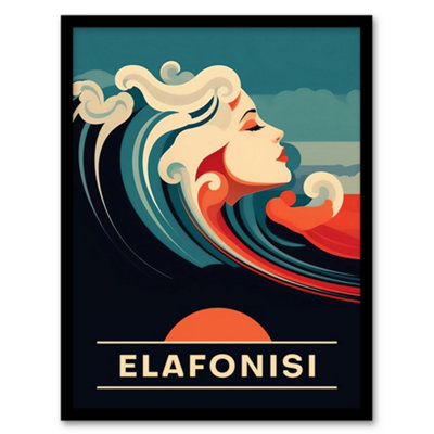 Artery8 The Seaside Calls Elafonissi Beach Greece Sunset Woman Of The Waves Siren Wall Art PrintA4 Size from B&Q