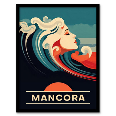 Artery8 The Seaside Calls Mancora Beach Peru Sunset Woman Of The Waves Siren Wall Art PrintA4 Size from B&Q