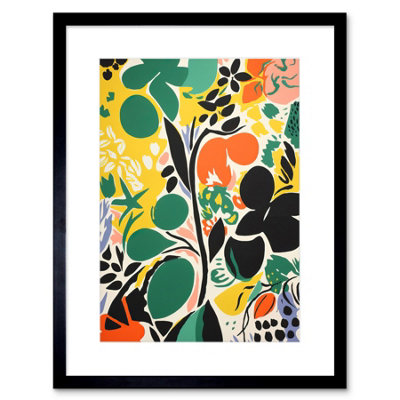 Artery8 Wall Art Print Henri Matisse Inspired Botanical Garden Acrylic Painting Abstract Bright Shapes Artwork Framed 9X7 Inch from B&Q