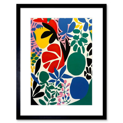Artery8 Wall Art Print Botanical Garden Henri Matisse Inspired Acrylic Painting Abstract Bright Shapes Artwork Framed 9X7 Inch from B&Q