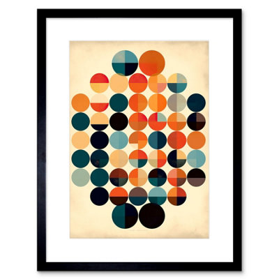 Artery8 Wall Art Print Minimalist Bauhaus Geometric Vintage Colourful Shapes Circles Artwork Framed 9X7 Inch from B&Q