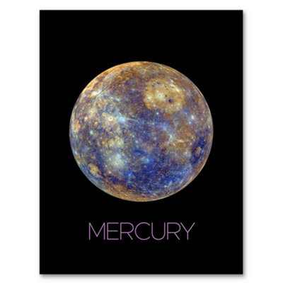 Artery8 Framed Wall Art Nasa Explore Mercury Messenger Spacecraft Space Planet Hokusai Crater Blue Yellow12X16 Inch from B&Q