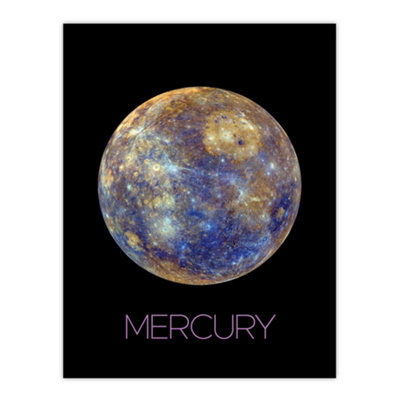 Artery8 Unframed Wall Art Nasa Explore Mercury Messenger Spacecraft Space Planet Hokusai Crater Rainbow Thermal12X16 Inch from B&Q