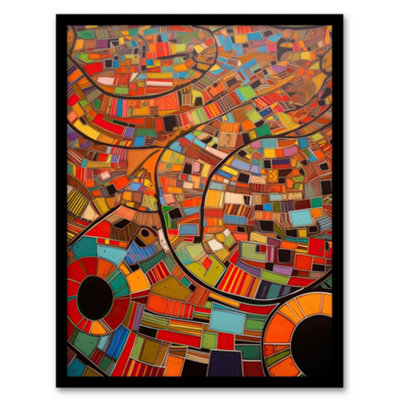 Artery8 Aerial African Abstract Africa Bright Colours Wall Art PrintA4 Size from B&Q