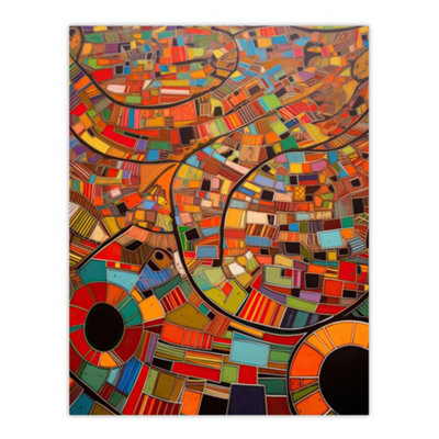 Artery8 Unframed Wall Art Aerial African Abstract Africa Bright Colours12X16 Inch from B&Q