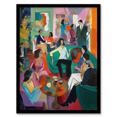 Artery8 Framed Wall Art After Dinner Cocktails Colourful Modern Abstract Painting12X16 Inch from B&Q