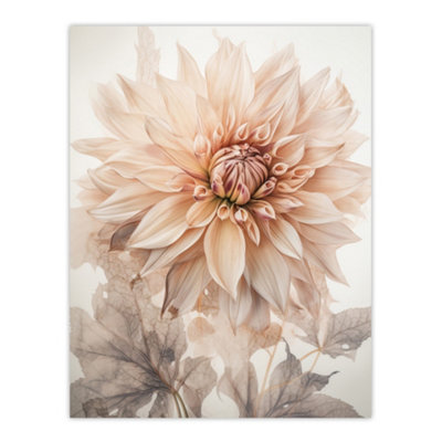 B&Q -  Unframed Wall Art Elegant Dahlia Soft Pastel Flower Aesthetic Calm Pastel Tone Petals12X16 Inch