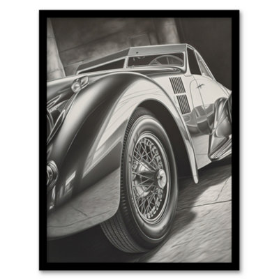Artery8 Framed Wall Art Hyper Realism Pencil Drawing Sports Car Graphic Gift For Him12X16 Inch from B&Q