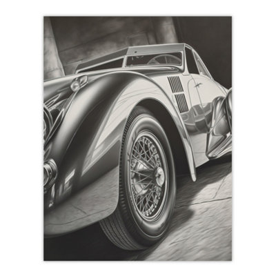 Artery8 Unframed Wall Art Hyper Realism Pencil Drawing Sports Car Graphic Gift For Him12X16 Inch from B&Q