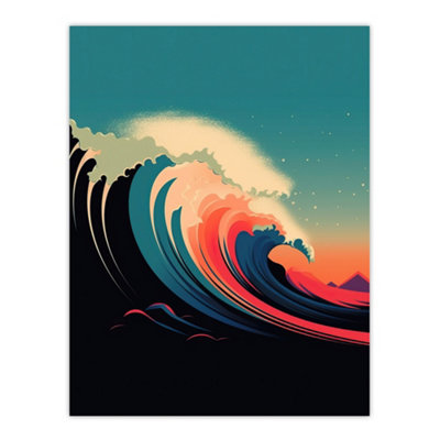 Artery8 Unframed Wall Art Rainbow Bomb Wave Ocean Sea Bauhaus Wave Bathroom Toilet12X16 Inch from B&Q