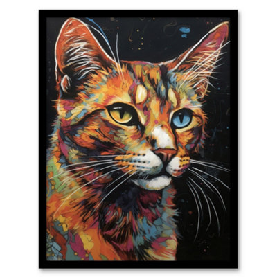 Artery8 The Cats Eyes By Amy Longford Tortoiseshell Modern Painting Heterochromia Acrylic Wall Art PrintA4 Size