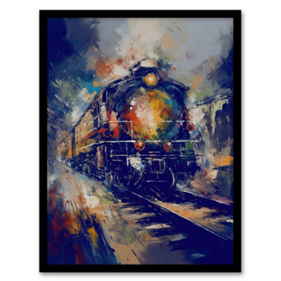 Artery8 Framed Wall Art The Orient Express Railway Train Painting Steam Locomotive Vintage12X16 Inch from B&Q