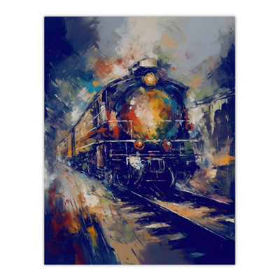 Artery8 Unframed Wall Art The Orient Express Railway Train Painting Steam Locomotive Vintage12X16 Inch from B&Q
