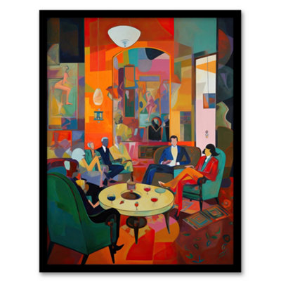 Artery8 The Cocktail Party Modern Colourful Abstract Kitsch Wall Art PrintA4 Size from B&Q