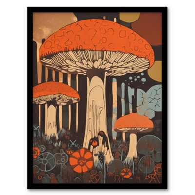 B&Q -  Vintage Cep Mushroom Aesthetic Earthy Orange Boletus Kitchen Wall Art PrintA4 Size
