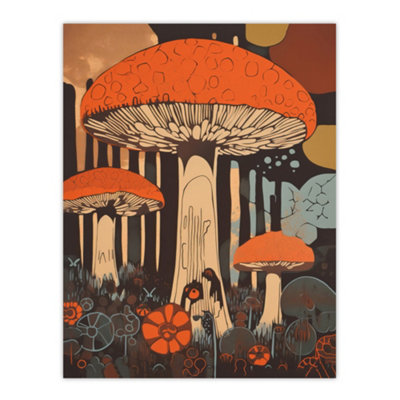B&Q -  Unframed Wall Art Vintage Cep Mushroom Aesthetic Earthy Orange Boletus Kitchen12X16 Inch