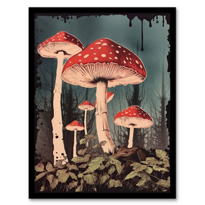 B&Q -  Framed Wall Art Vintage Fly Fairy Mushroom Toadstool Earthy Aesthetic Kitchen12X16 Inch