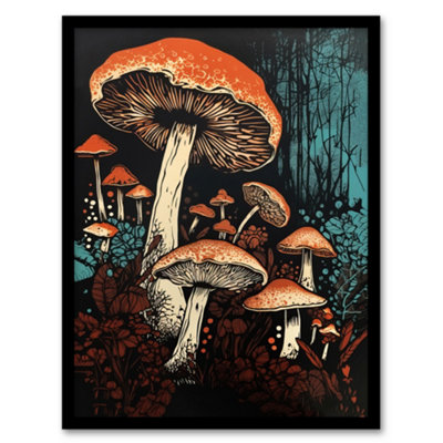B&Q -  Vintage Fungi Aesthetic Mushroom Earthy Modern Painting Wall Art PrintA4 Size