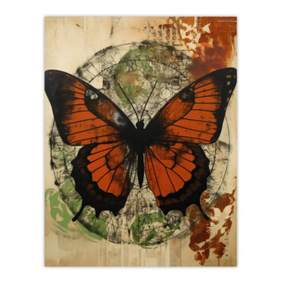 Artery8 Unframed Wall Art Vintage Monarch Butterfly Botanical Earthy Grunge Aesthetic12X16 Inch from B&Q