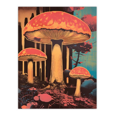 B&Q -  Unframed Wall Art Vintage Mushroom Aesthetic Earthy Forest Screenprint Cep Kitchen12X16 Inch