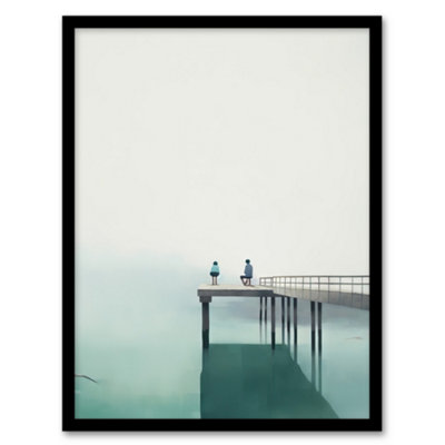 Artery8 The End Of The Pier By Amy Denver Minimalist Soft Pastel Calm Minimalism Simple Modern Wall Art PrintA4 Size from B&Q