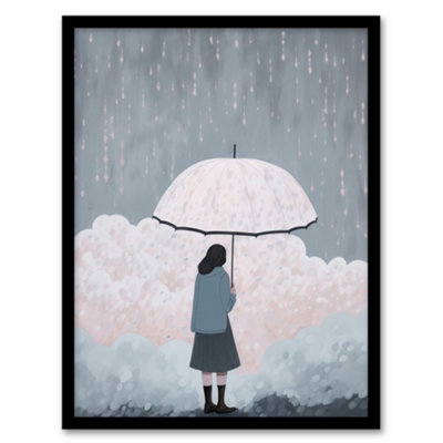 Artery8 Pink Rain By Amy Denver Minimalist Soft Pastel Rain Clouds Minimalism Simple Modern Wall Art PrintA4 Size from B&Q