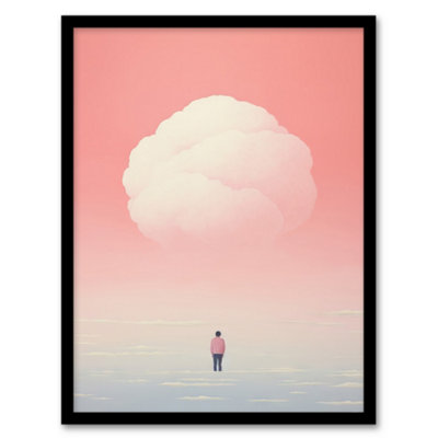 Artery8 Clouded Thoughts By Amy Denver Minimalist Soft Pastel Pink Peach Minimalism Simple Modern Wall Art PrintA4 Size from B&Q