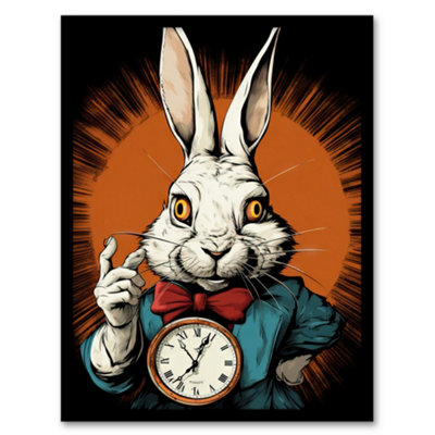Artery8 Framed Wall Art Alice In Wonderland Time White Rabbit I'm Late Important Date Whimsical Magical Adventure12X16 Inch from B&Q