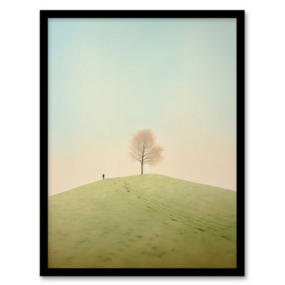 Artery8 Framed Wall Art Perspective Tree By Amy Denver Minimalist Soft Pastel Greens Minimalism Simple Modern12X16 Inch from B&Q