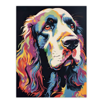 Artery8 Unframed Wall Art English Cocker Spaniel Head Colourful Painting Cute Dog Portrait12X16 Inch