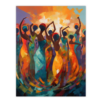 Artery8 Unframed Wall Art Abstract Africa Dance African Dancing Painting Rhythm Body Energy Theatre Arts12X16 Inch from B&Q